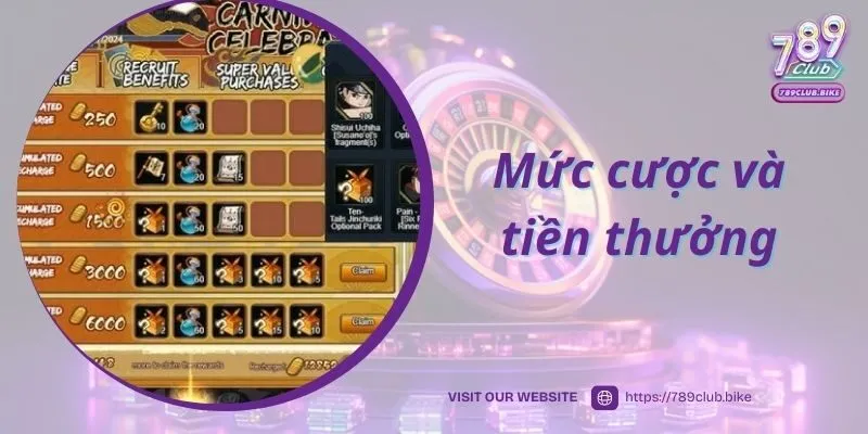 Mức cược và tiền thưởng trong game Naruto Slot